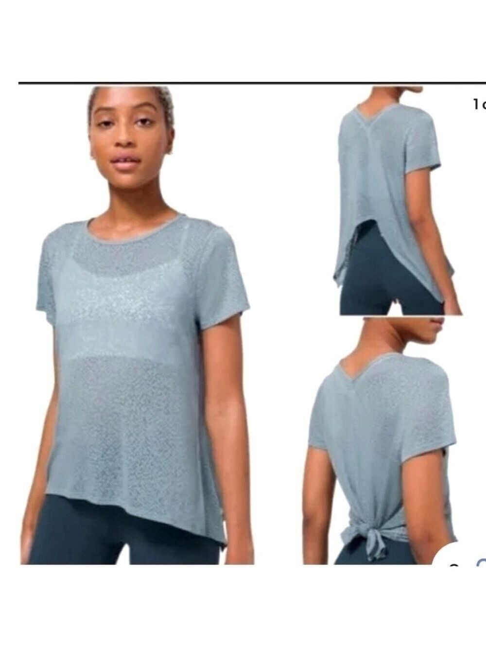 Lululemon Loop Around Tee Tie Back in Blue Fog size 4